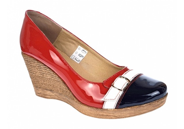 Pantofi dama piele naturala  lacuita cu platforme de 7 cm - PTEANAR